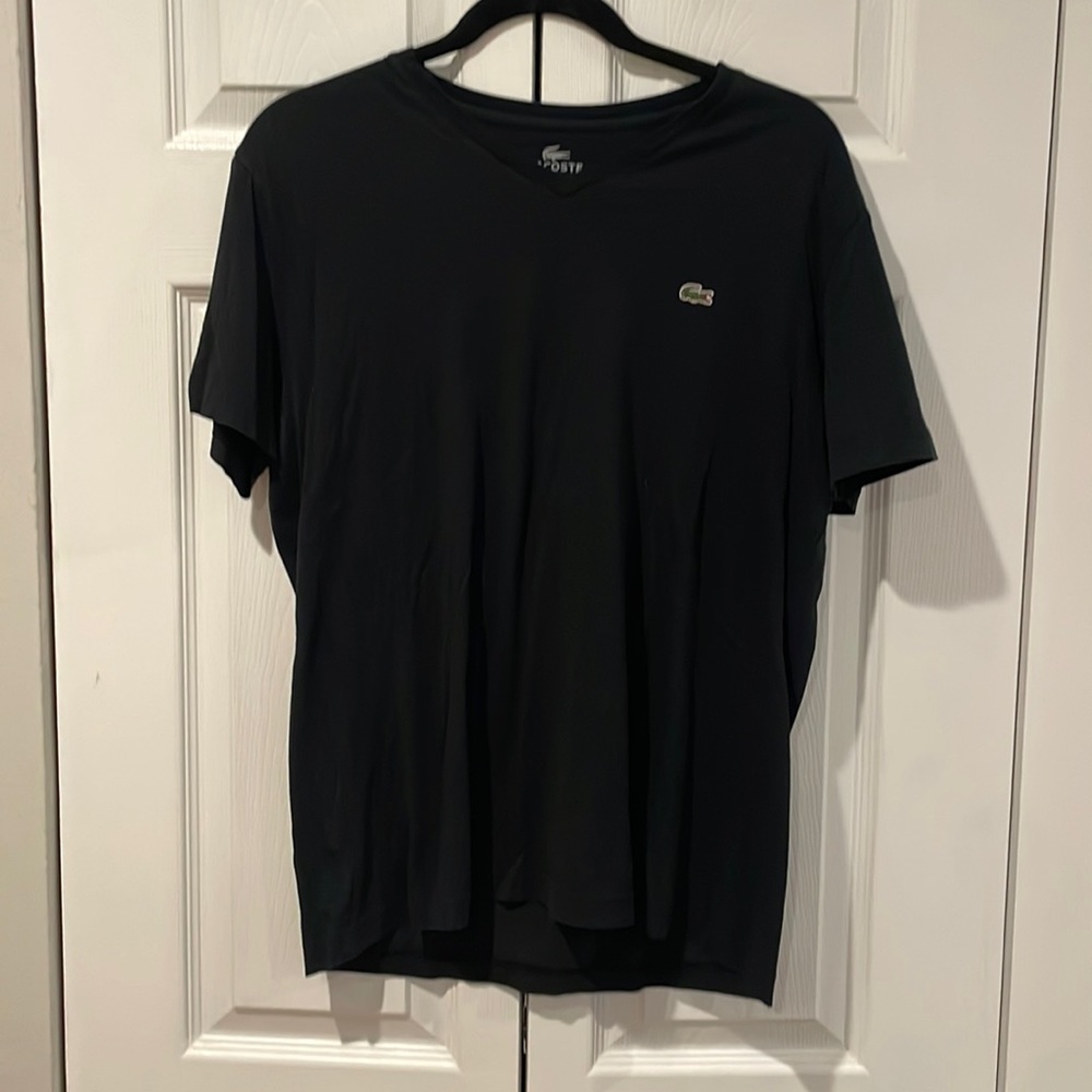 Lacoste V-Neck Tee Black Size 5